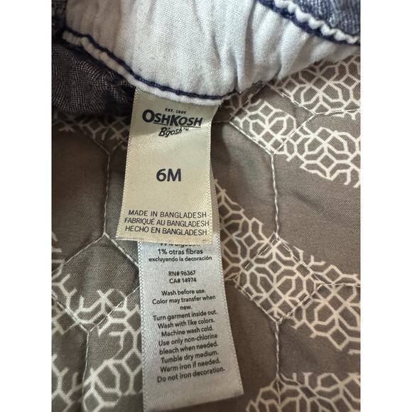 6M OshKosh B' Gosh Light Denim Bib Overalls Blue Jean Jogger Style Drawstring - Picture 8 of 11